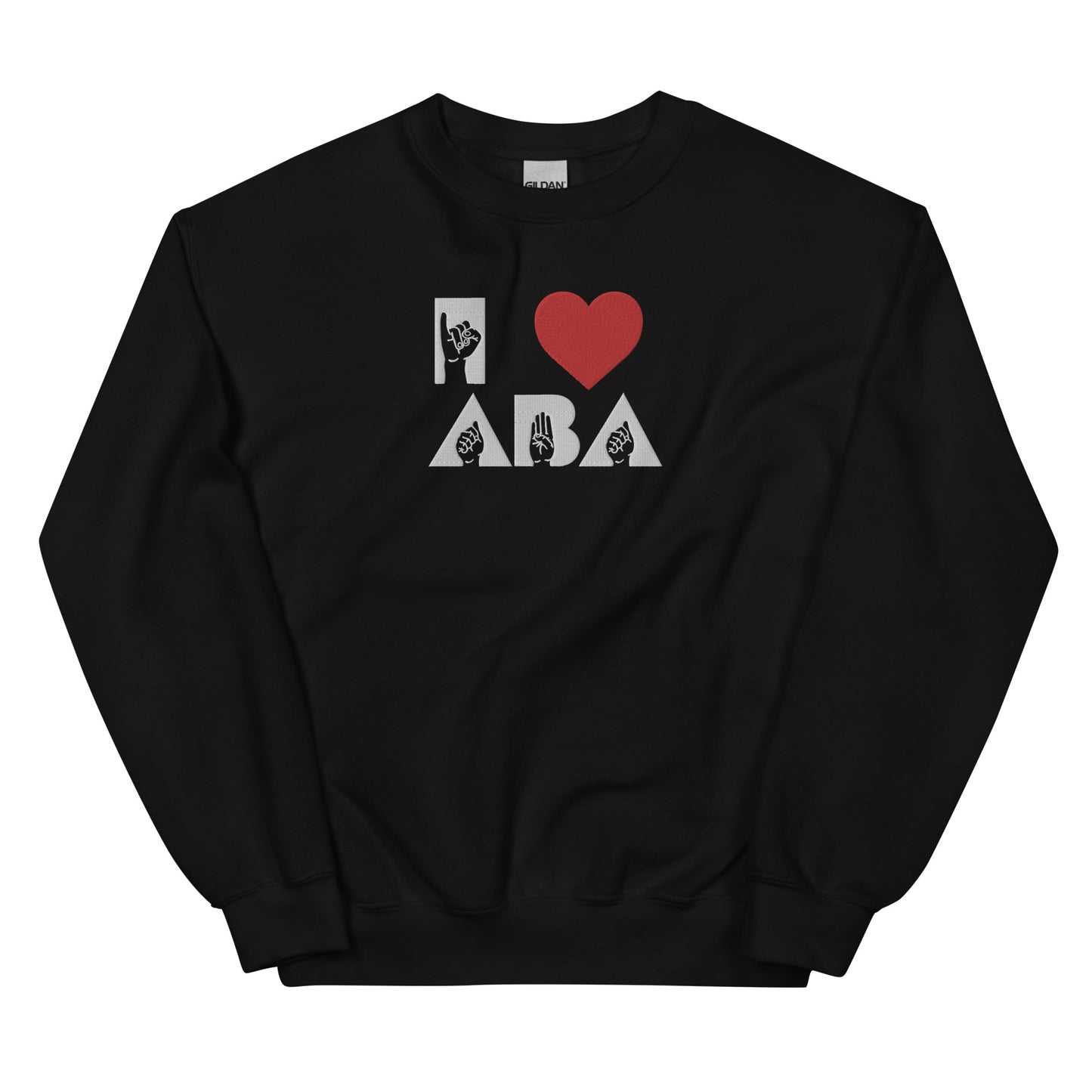 Embroidered I <3 ABA ASL Sweatshirt- White Font