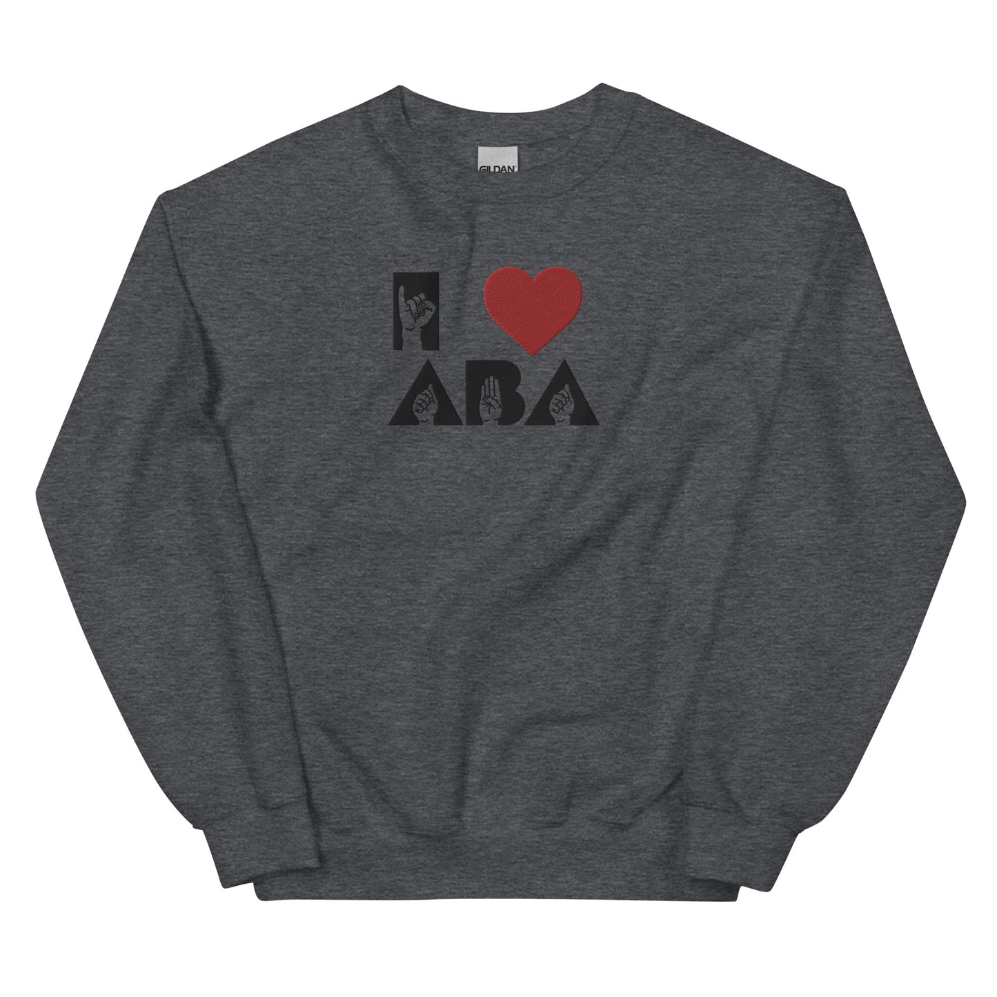 Embroidered I <3 ABA ASL Sweatshirt- Black Font