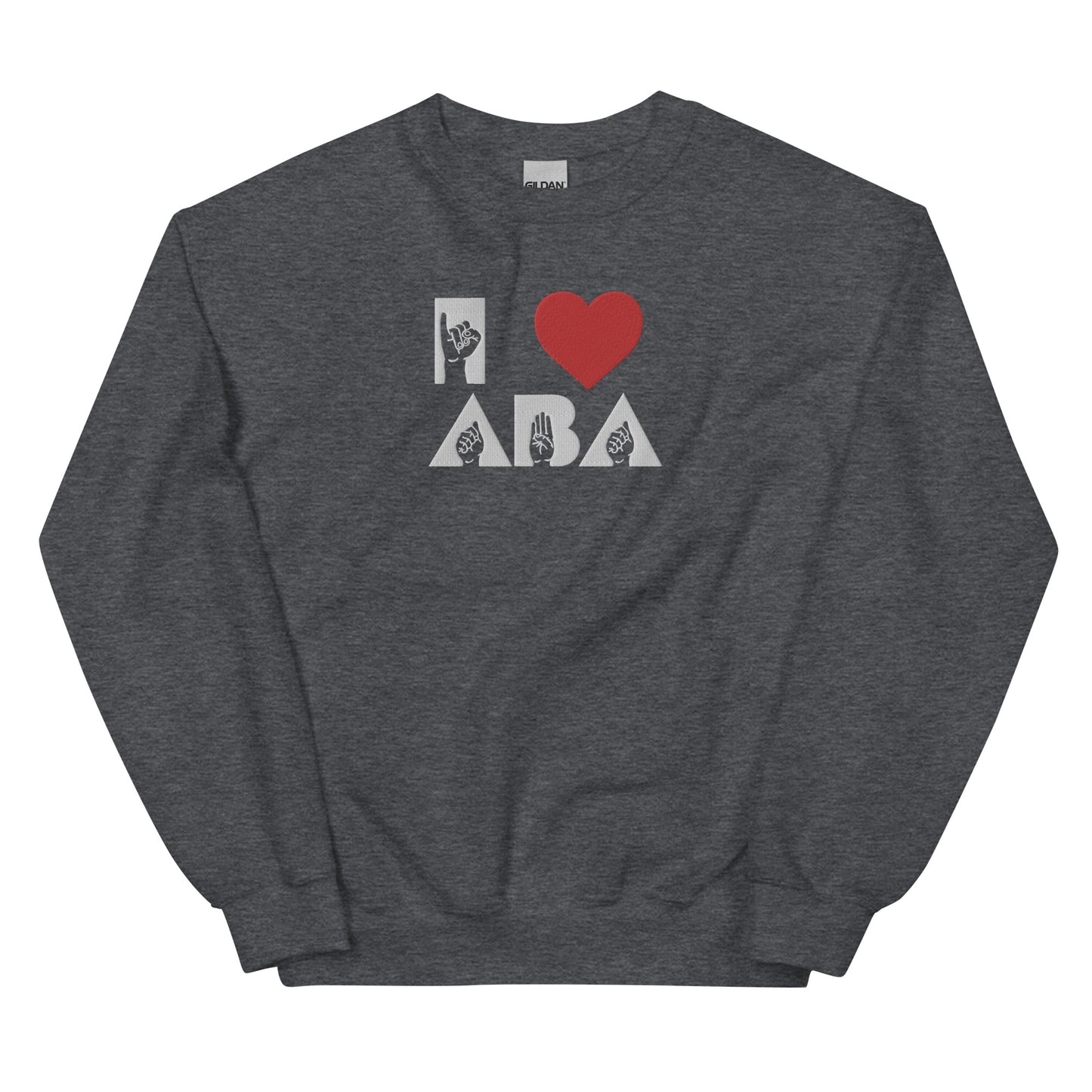 Embroidered I <3 ABA ASL Sweatshirt- White Font