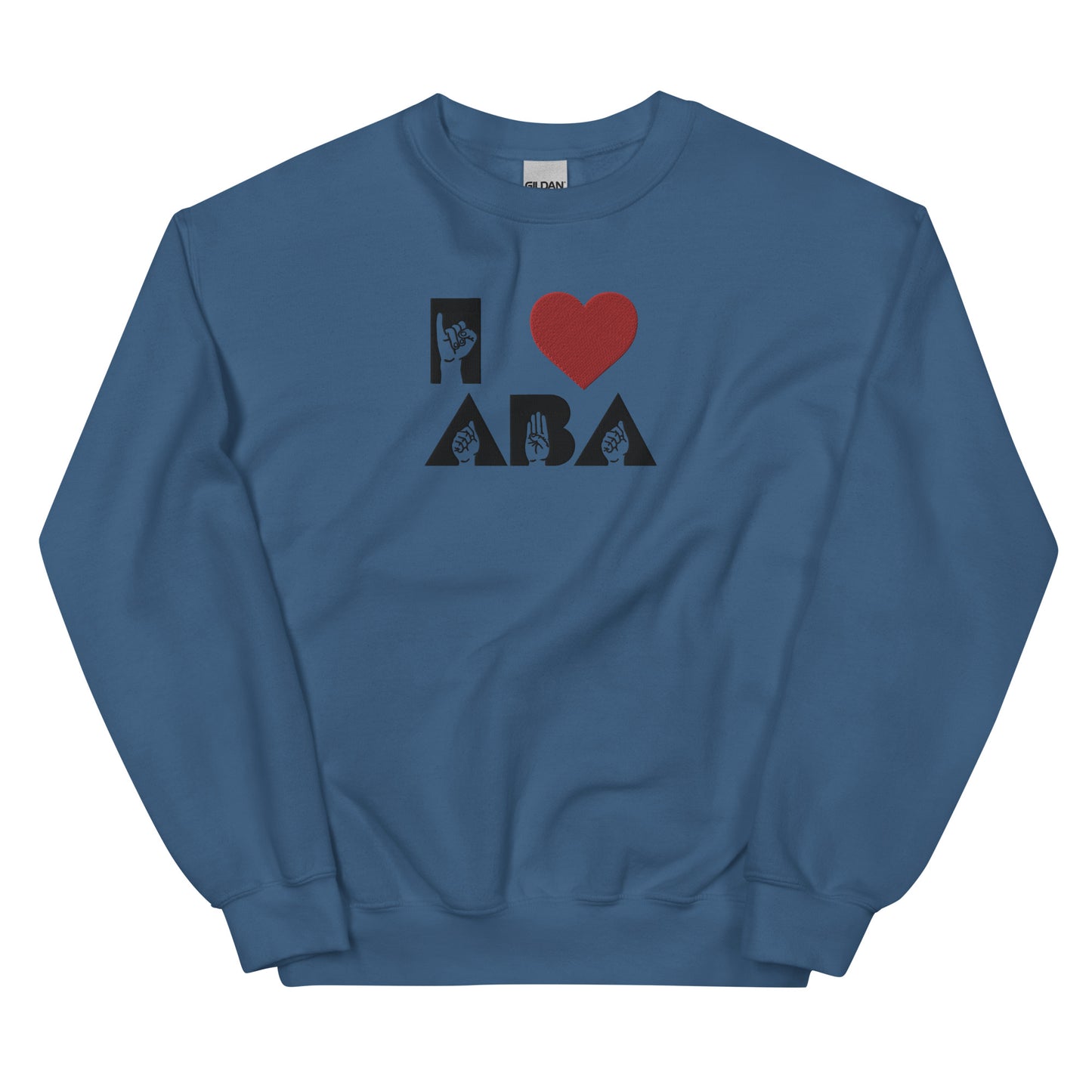 Embroidered I <3 ABA ASL Sweatshirt- Black Font