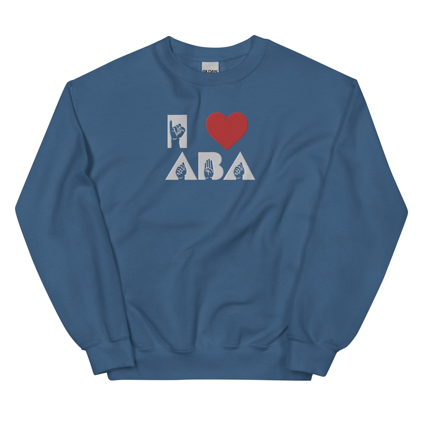 Embroidered I <3 ABA ASL Sweatshirt- White Font