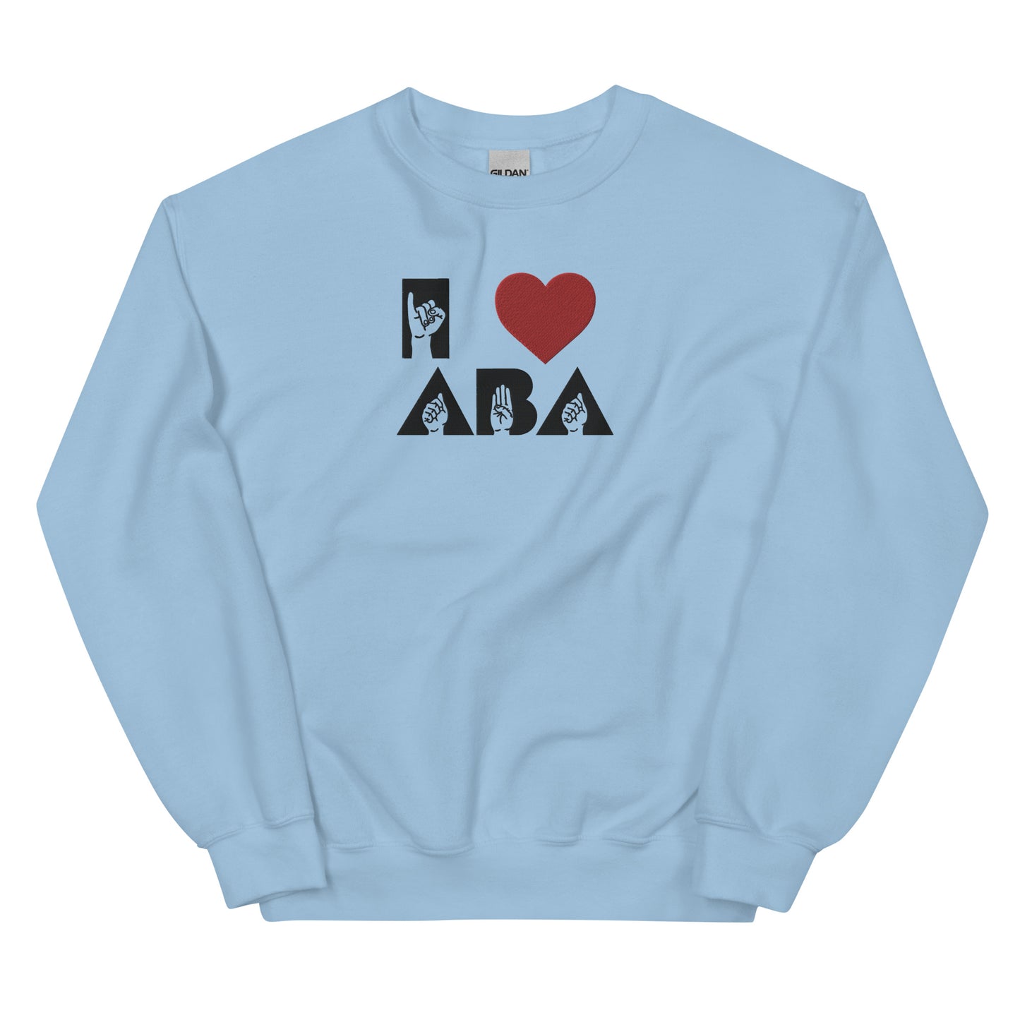 Embroidered I <3 ABA ASL Sweatshirt- Black Font