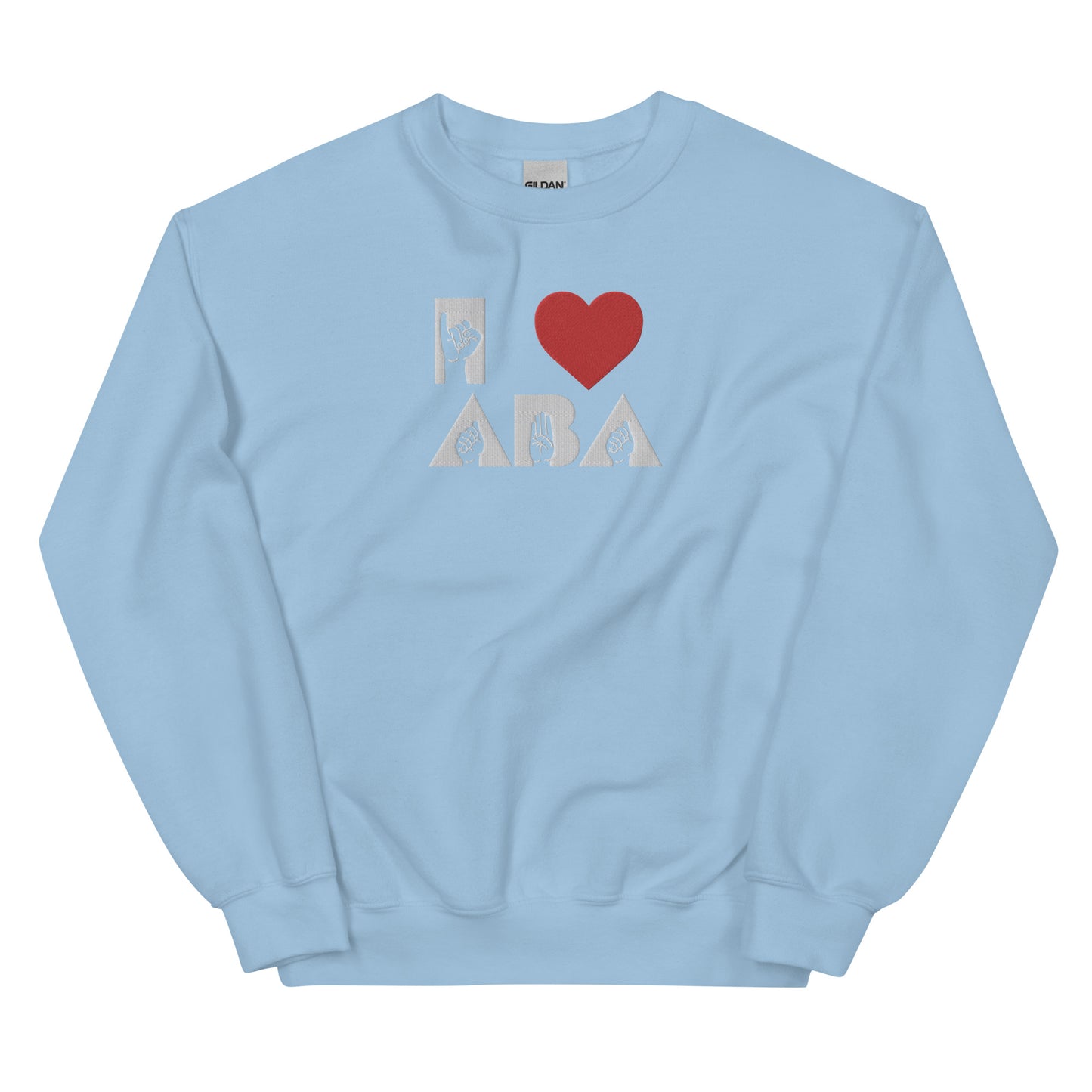 Embroidered I <3 ABA ASL Sweatshirt- White Font