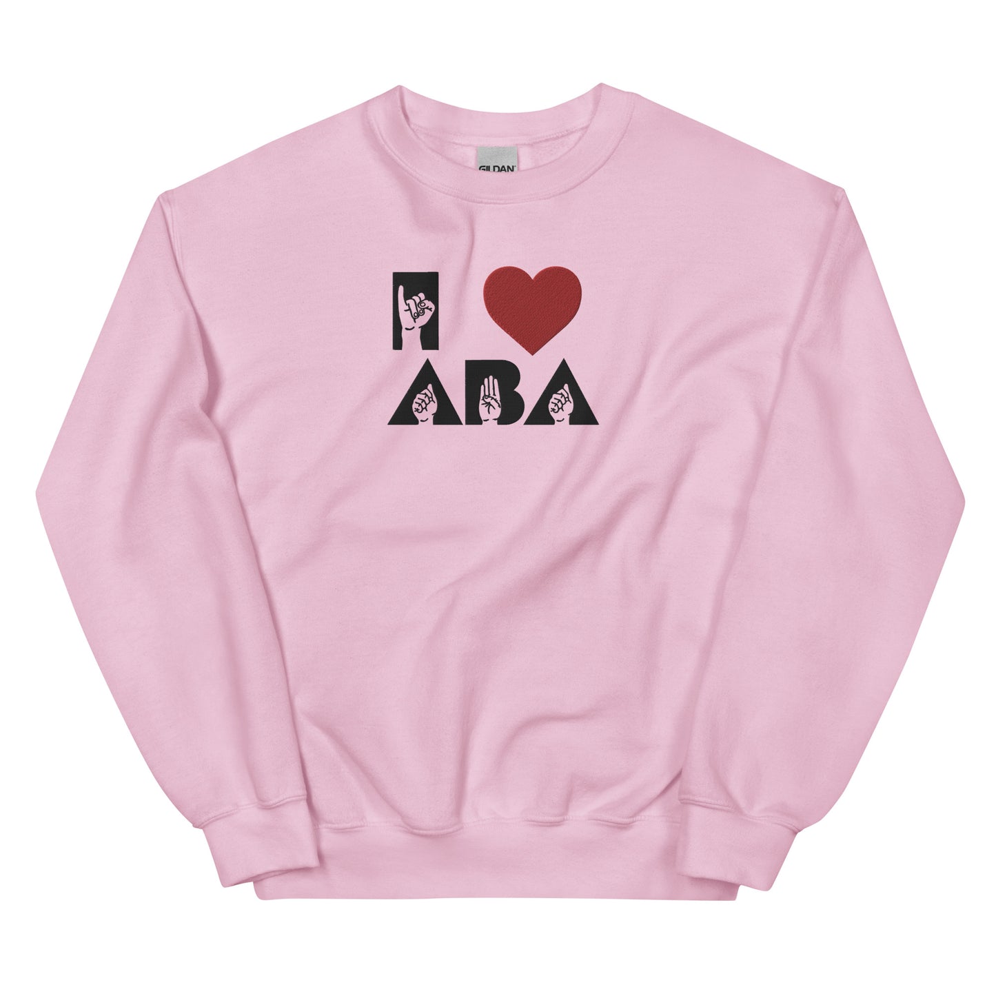 Embroidered I <3 ABA ASL Sweatshirt- Black Font
