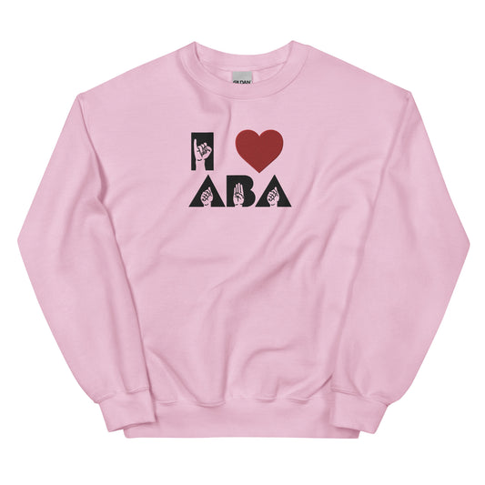 Embroidered I <3 ABA ASL Sweatshirt- Black Font