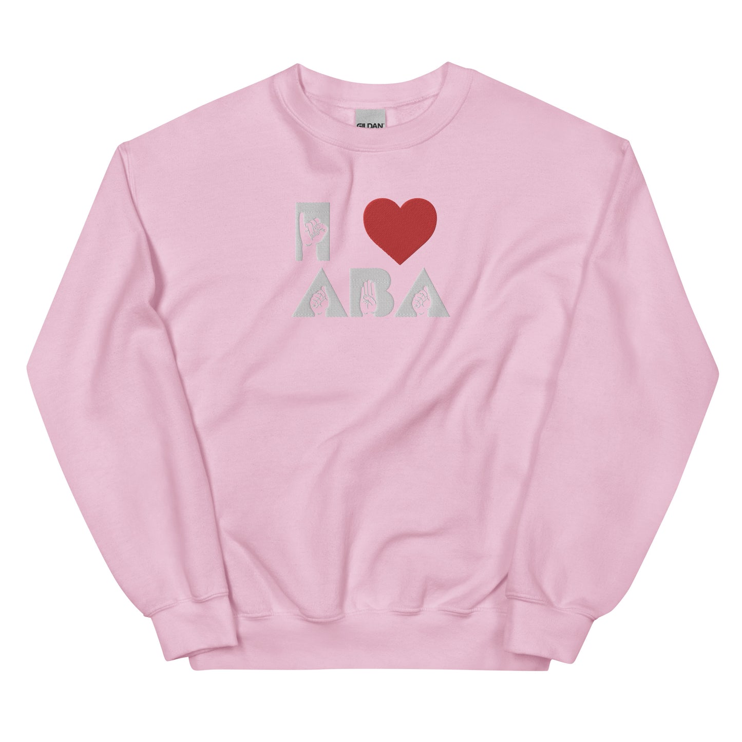 Embroidered I <3 ABA ASL Sweatshirt- White Font