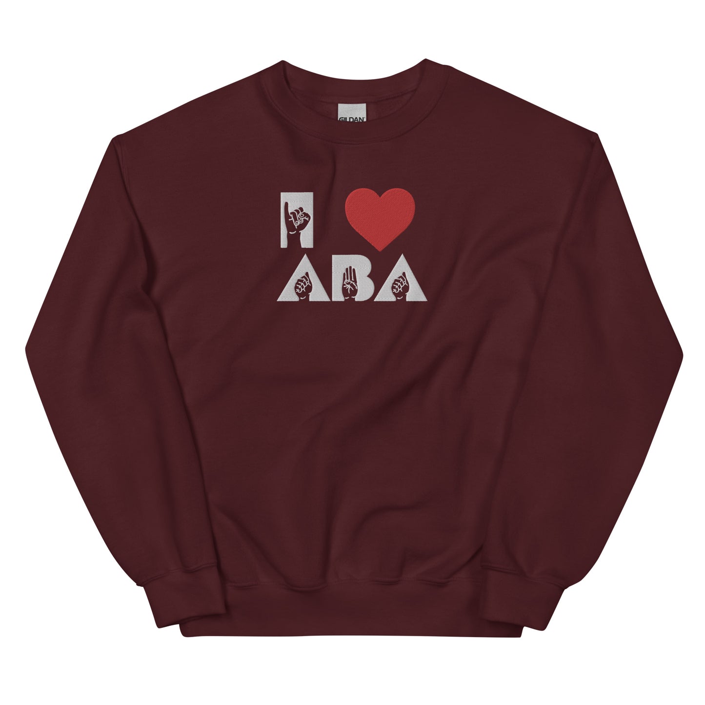 Embroidered I <3 ABA ASL Sweatshirt- White Font