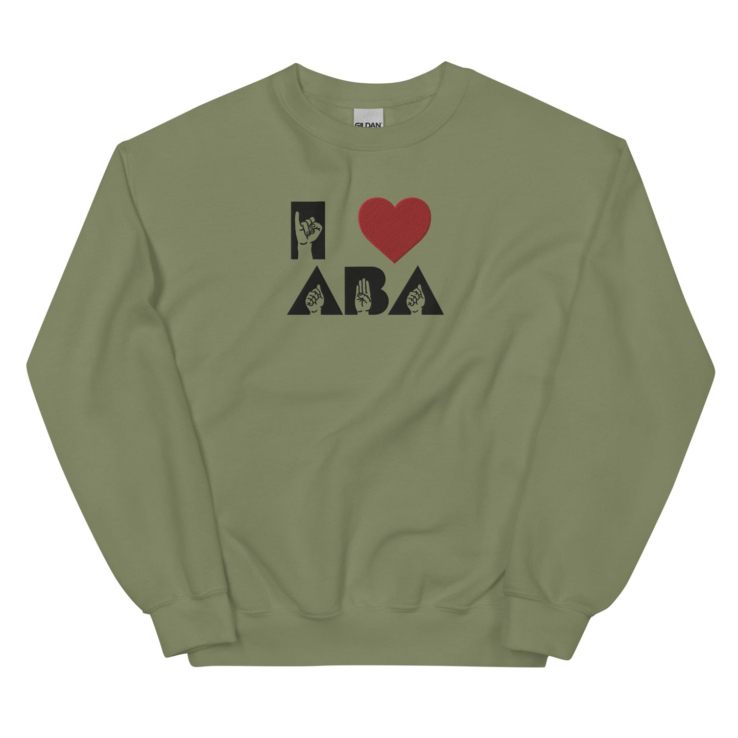 Embroidered I <3 ABA ASL Sweatshirt- Black Font