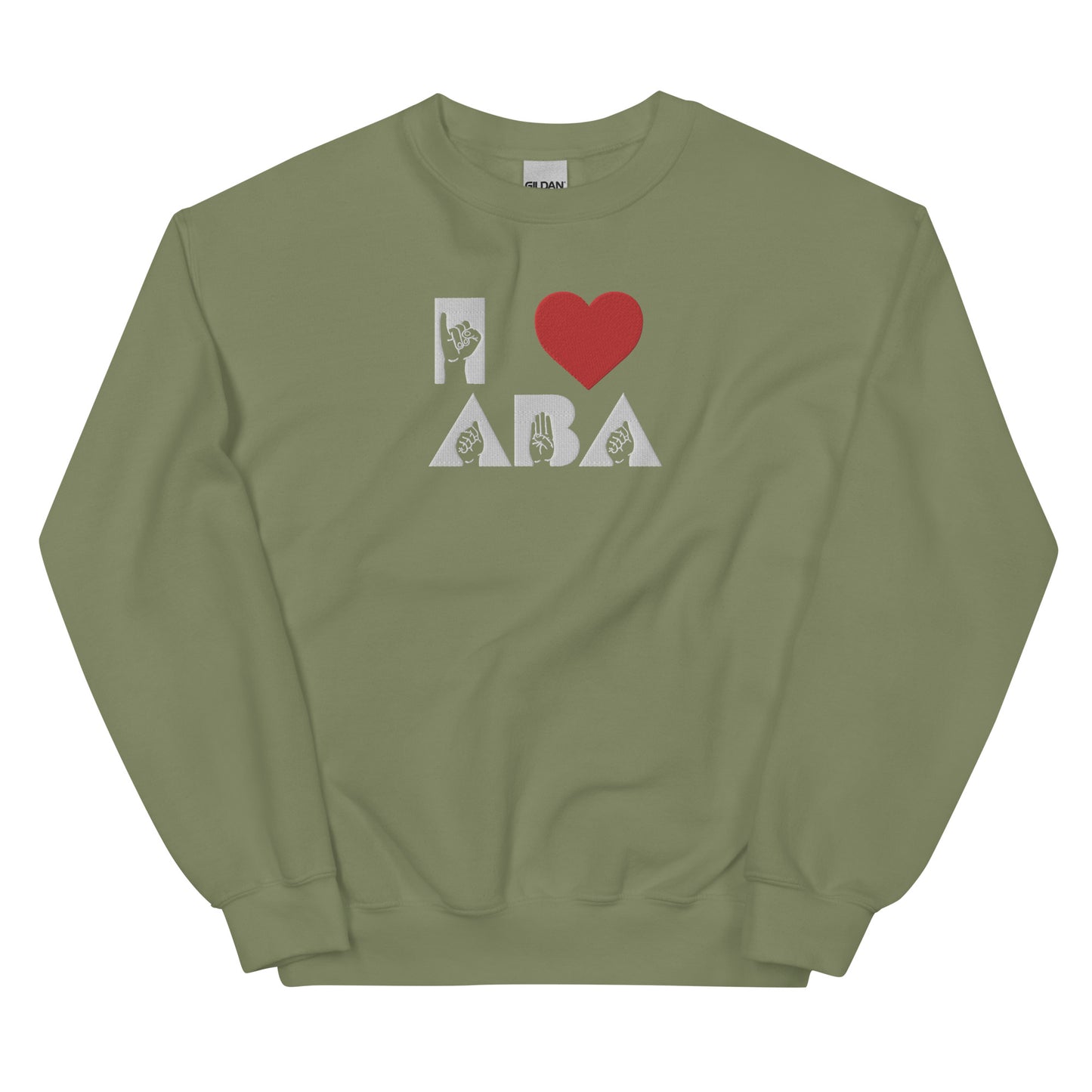 Embroidered I <3 ABA ASL Sweatshirt- White Font