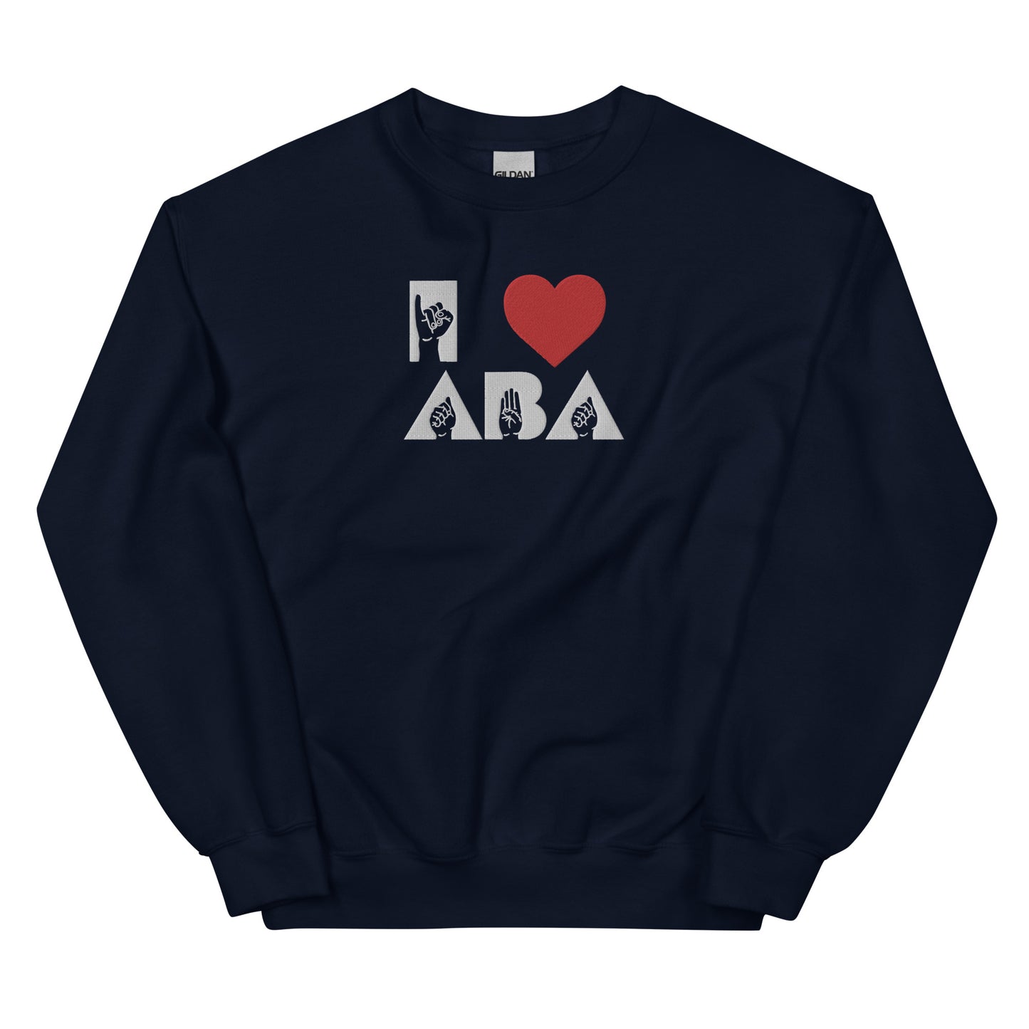 Embroidered I <3 ABA ASL Sweatshirt- White Font