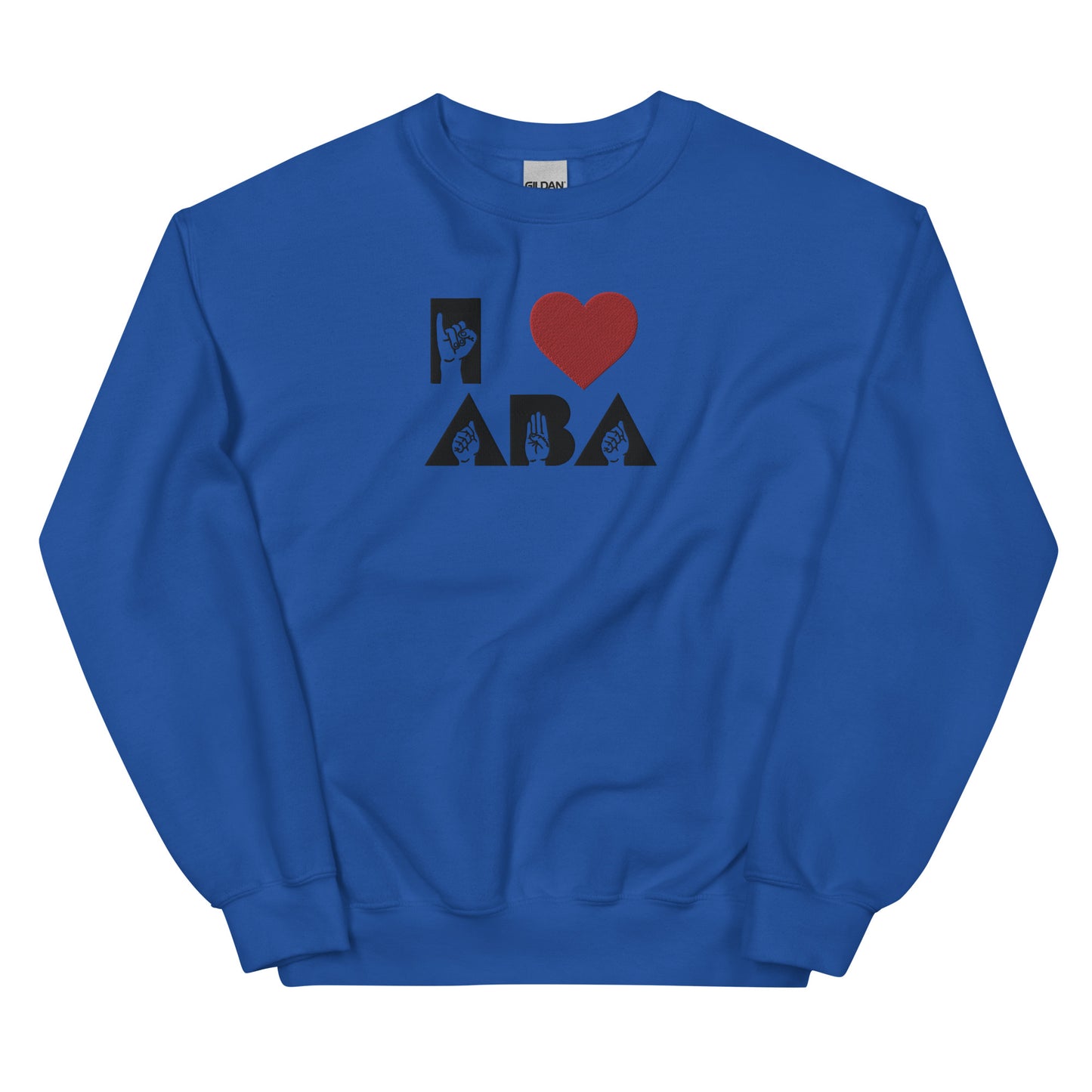 Embroidered I <3 ABA ASL Sweatshirt- Black Font