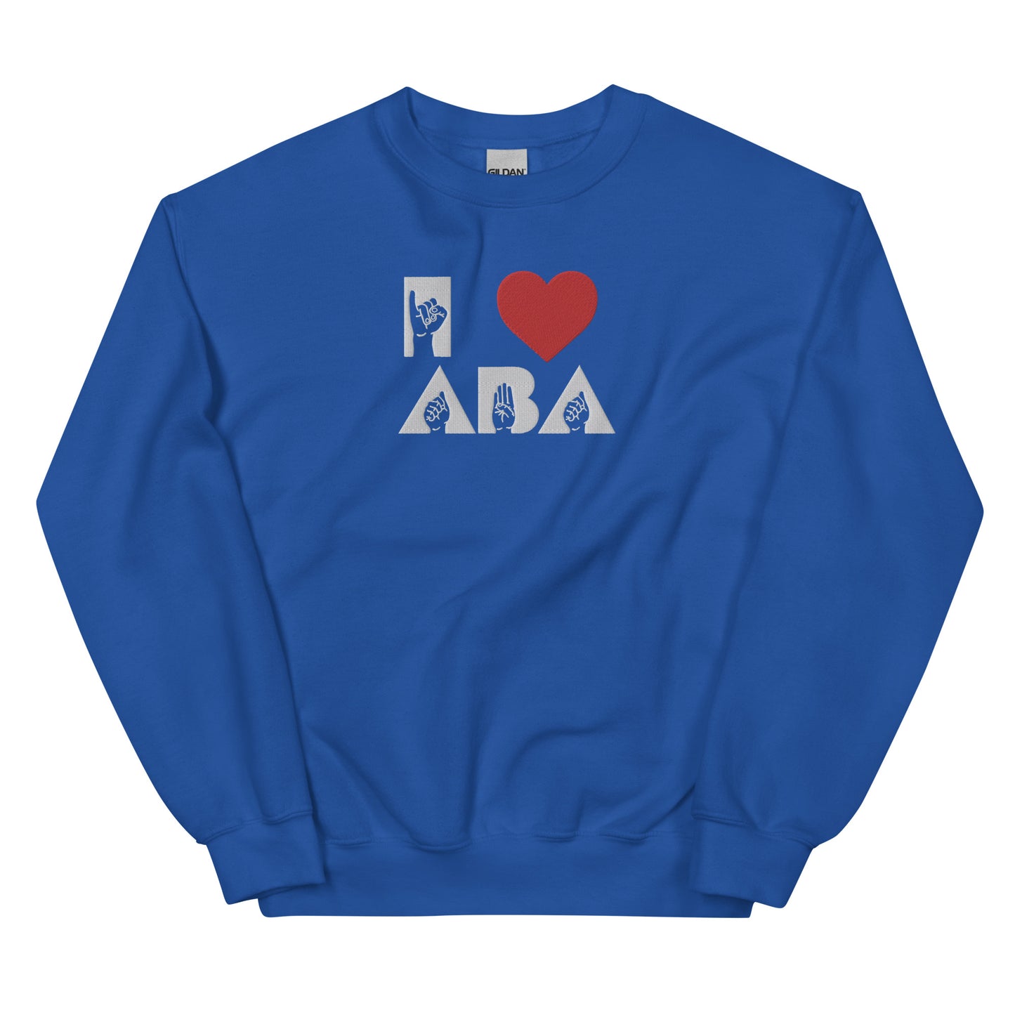 Embroidered I <3 ABA ASL Sweatshirt- White Font