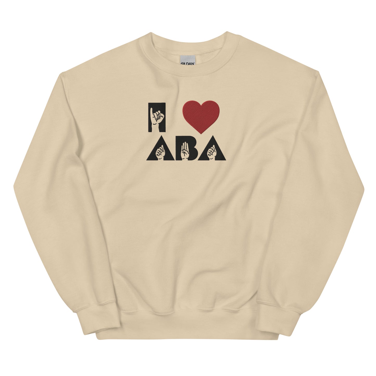 Embroidered I <3 ABA ASL Sweatshirt- Black Font