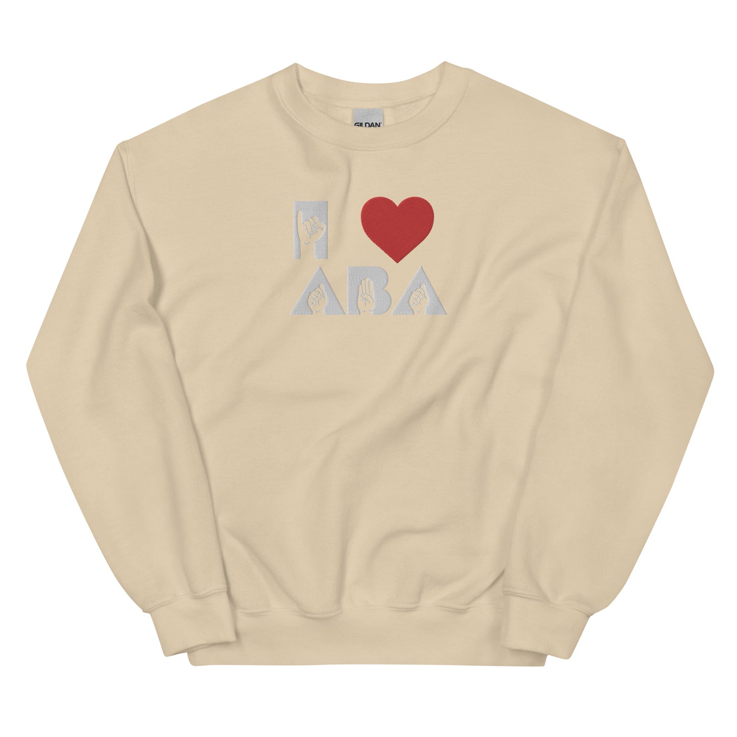 Embroidered I <3 ABA ASL Sweatshirt- White Font
