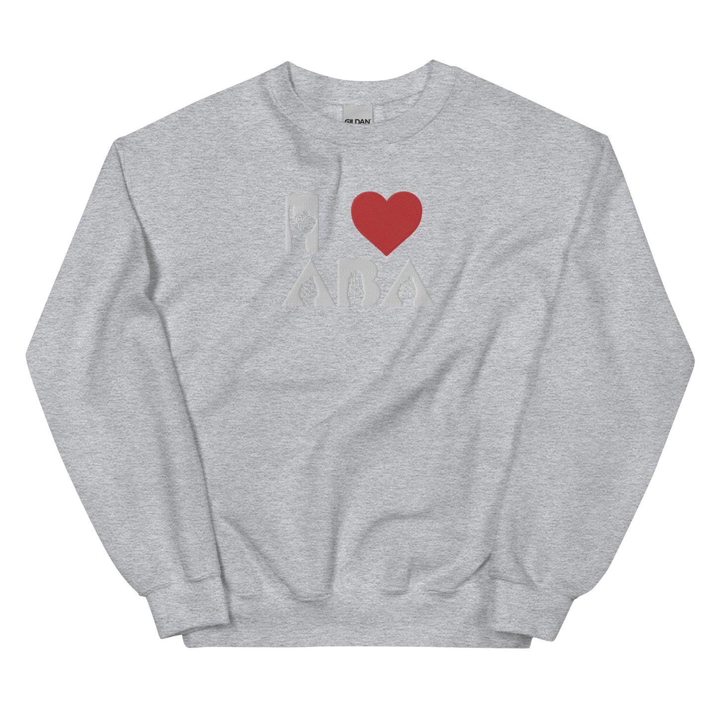 Embroidered I <3 ABA ASL Sweatshirt- White Font