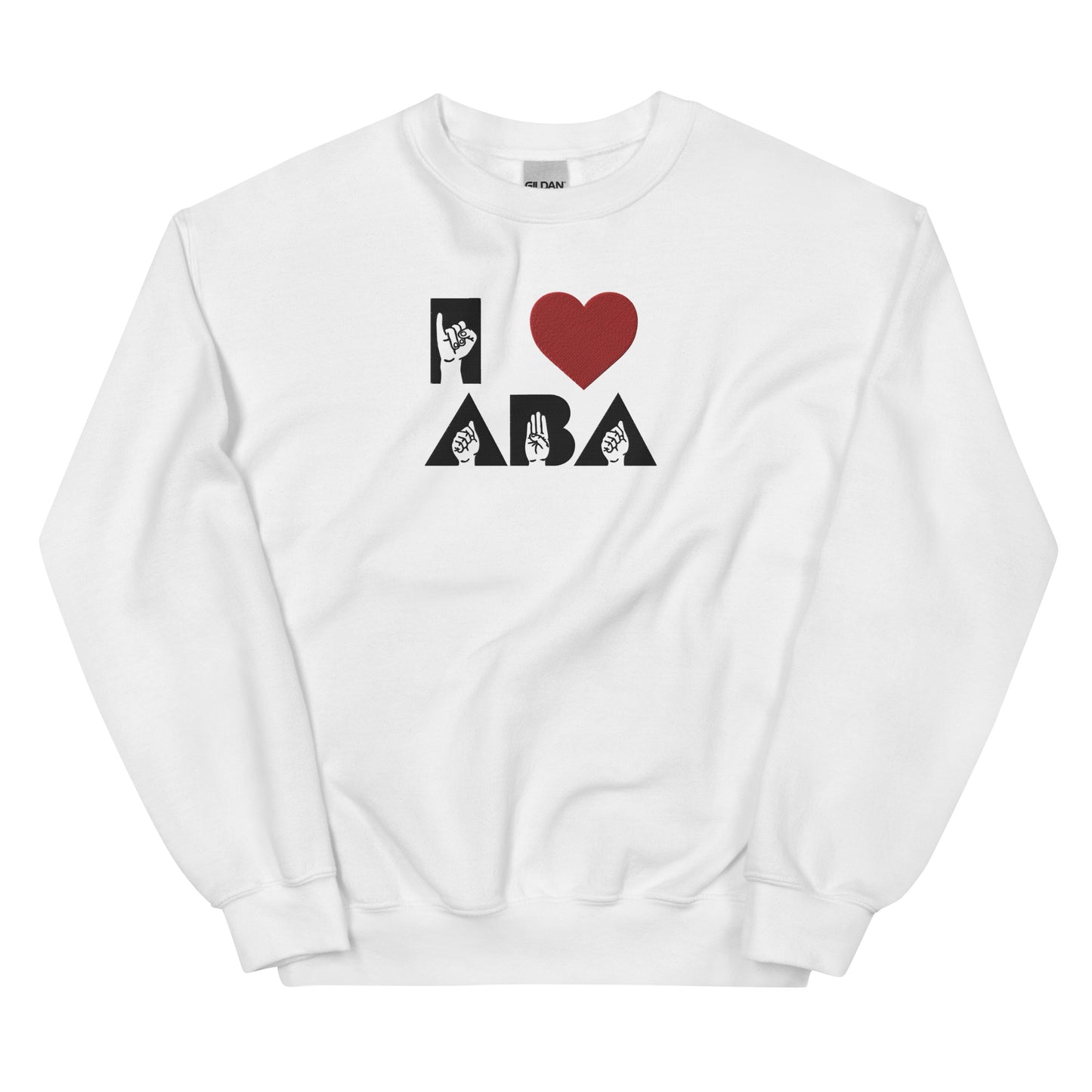 Embroidered I <3 ABA ASL Sweatshirt- Black Font