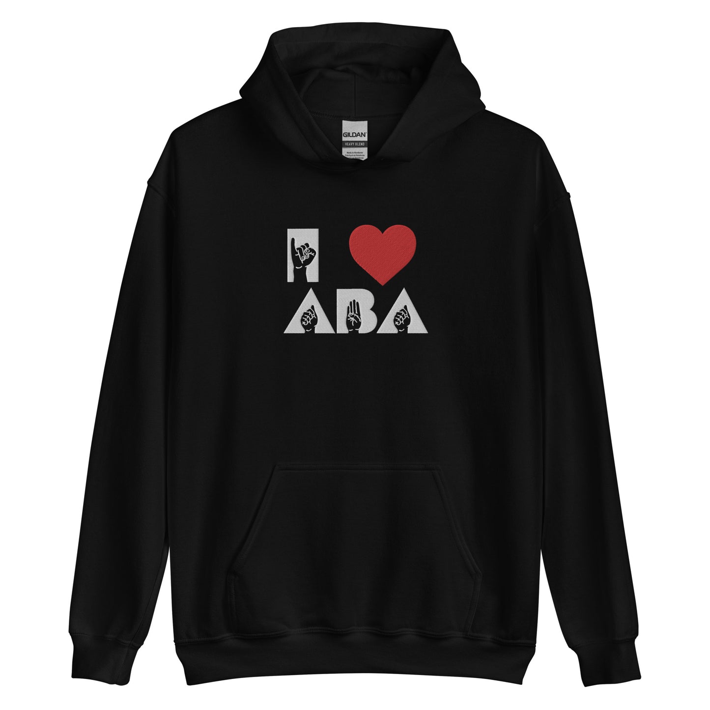 Embroidered I <3 ABA ASL Hoodie- White Font