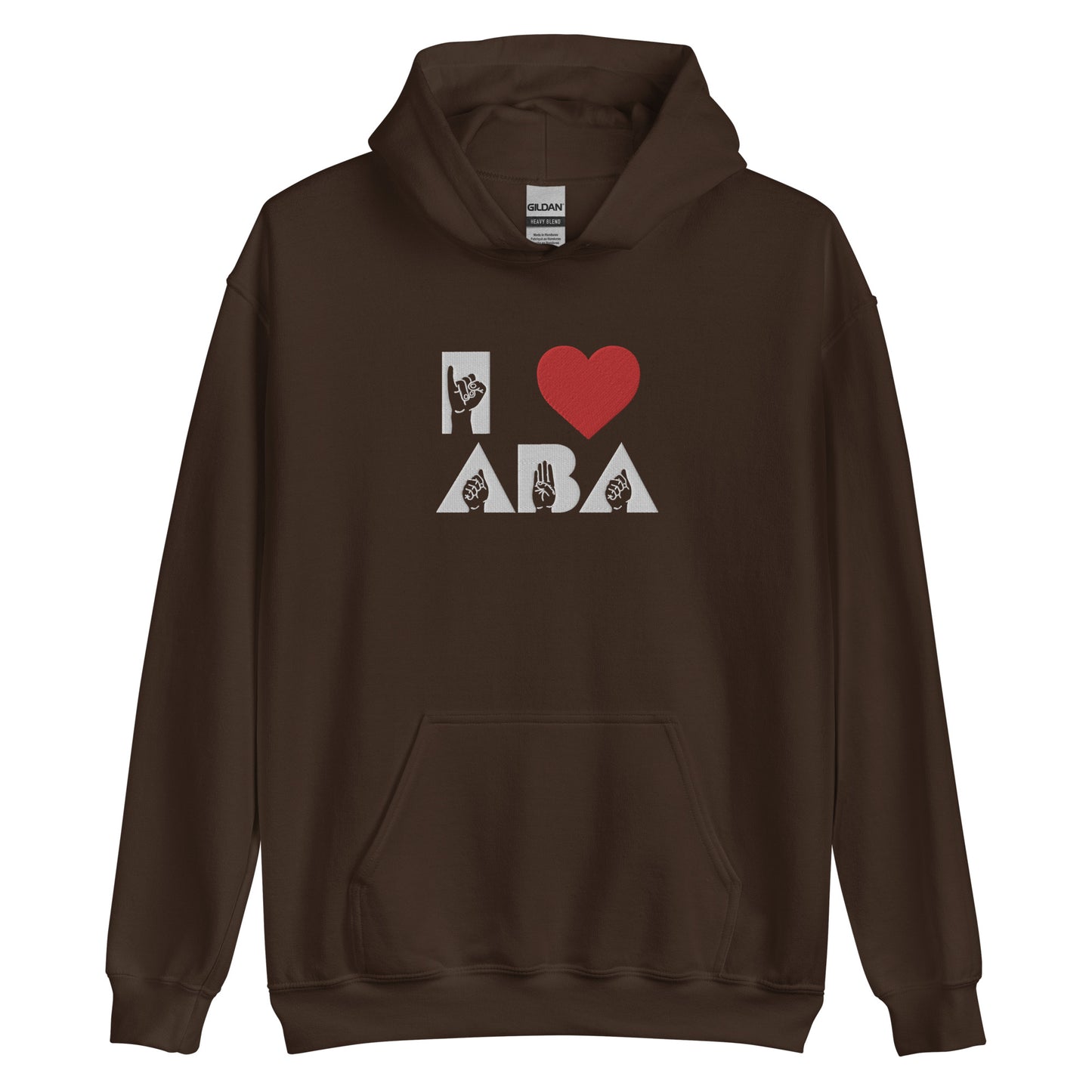 Embroidered I <3 ABA ASL Hoodie- White Font