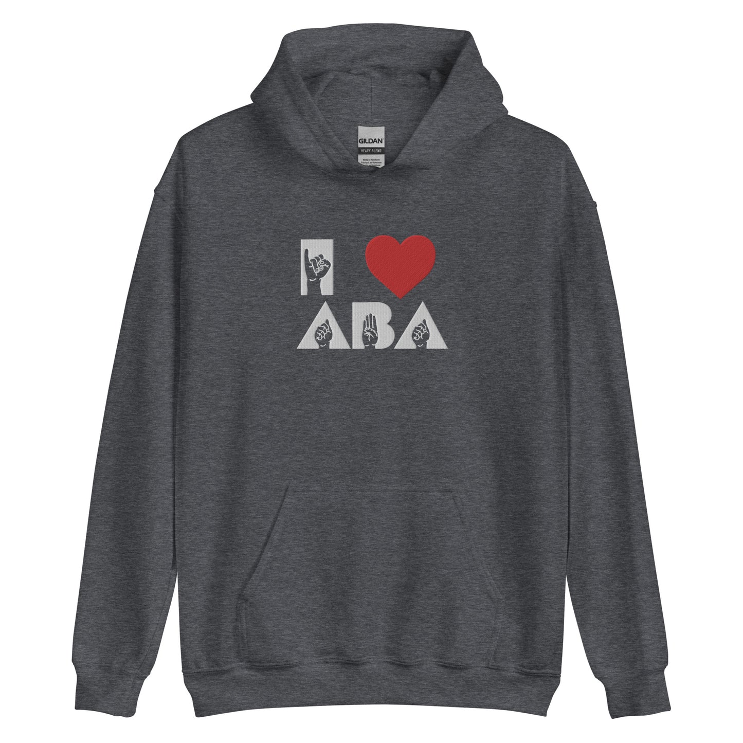 Embroidered I <3 ABA ASL Hoodie- White Font