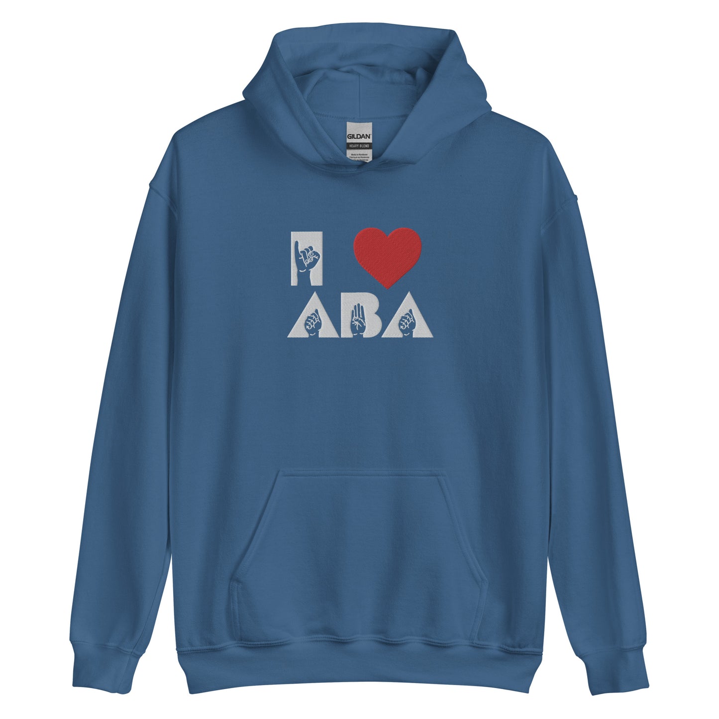 Embroidered I <3 ABA ASL Hoodie- White Font