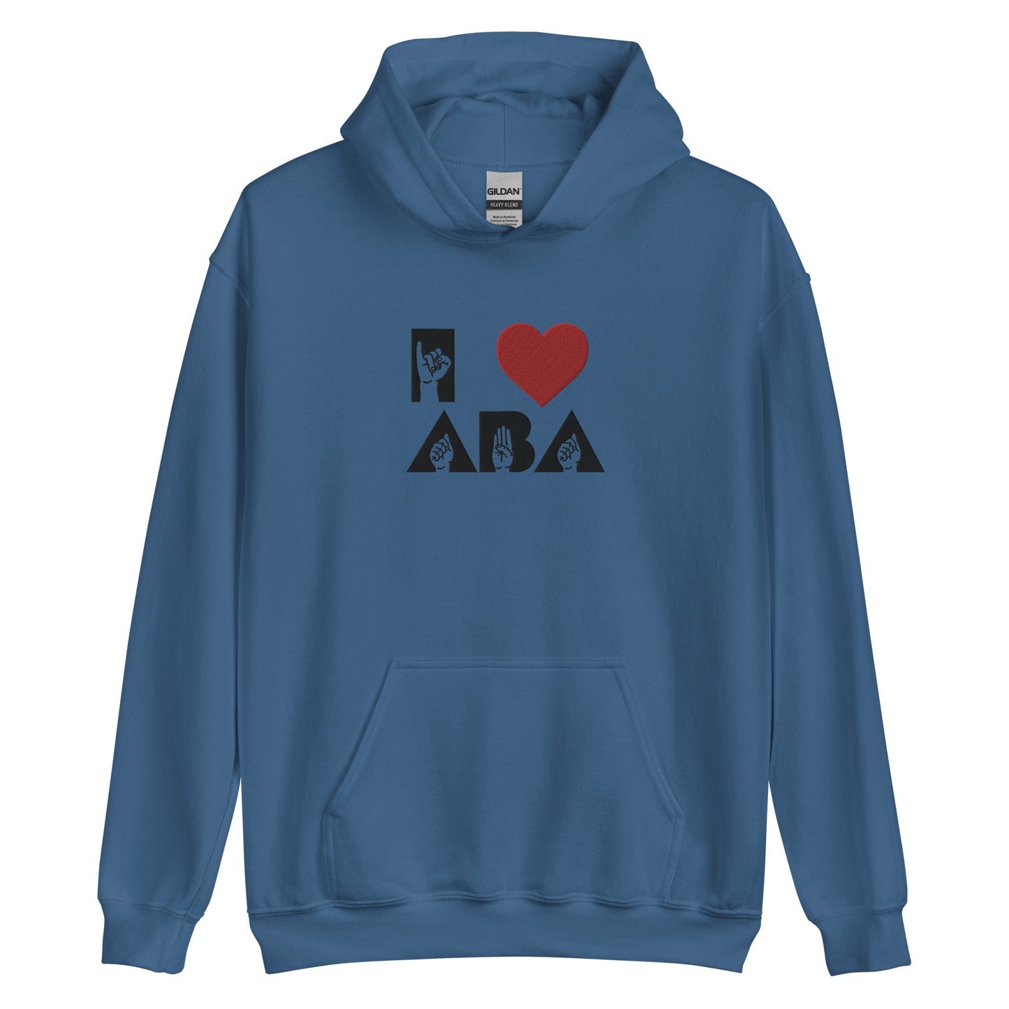 Embroidered I <3 ABA ASL Hoodie- Black Font