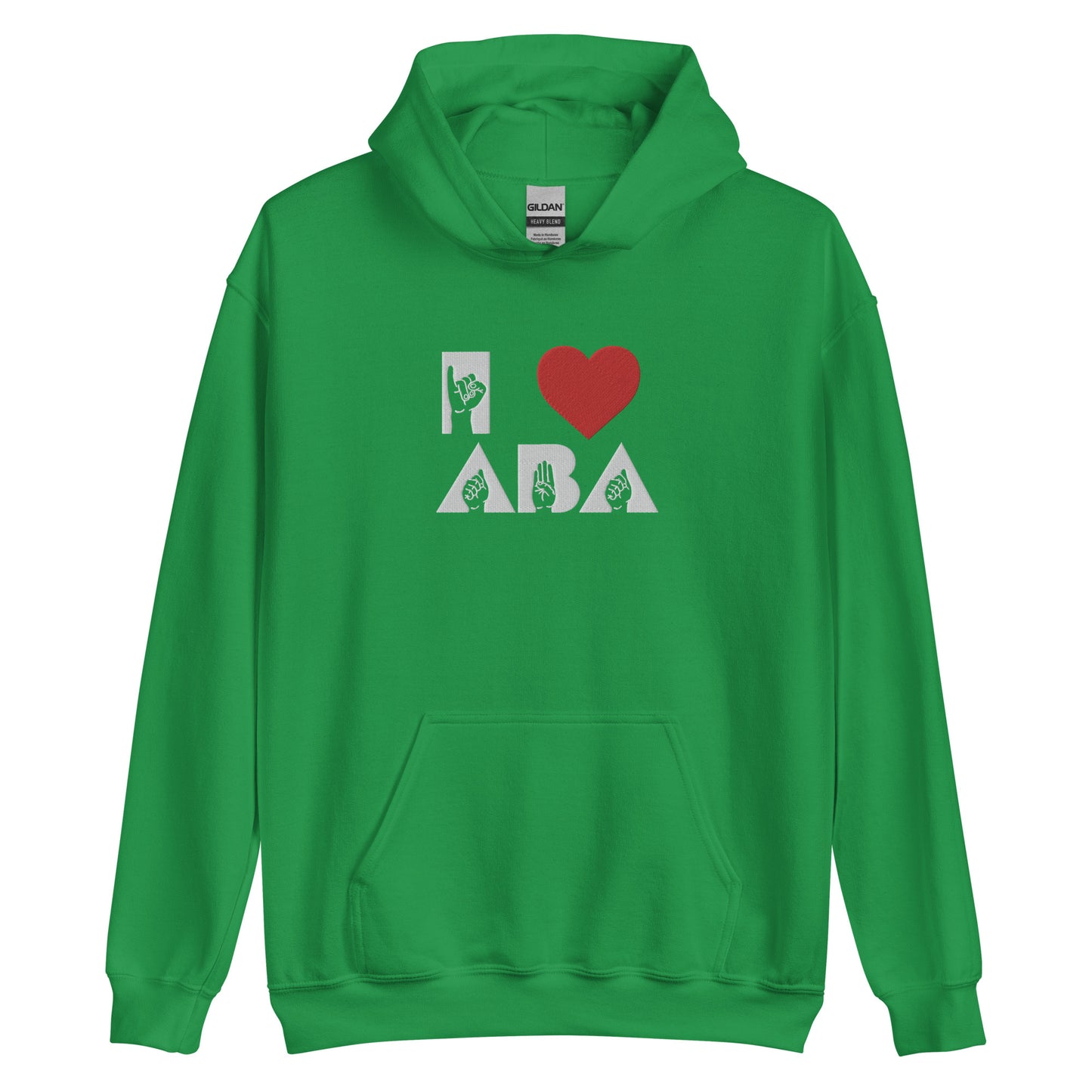 Embroidered I <3 ABA ASL Hoodie- White Font