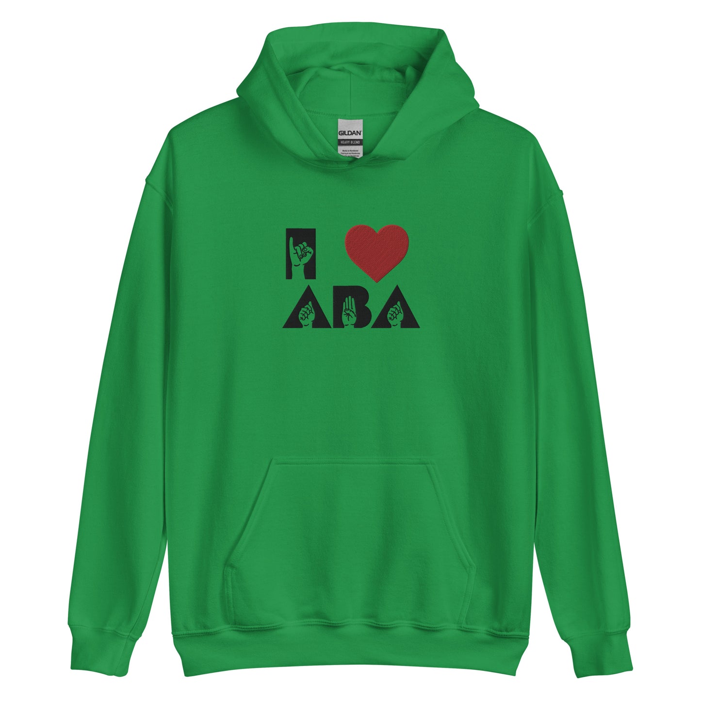 Embroidered I <3 ABA ASL Hoodie- Black Font