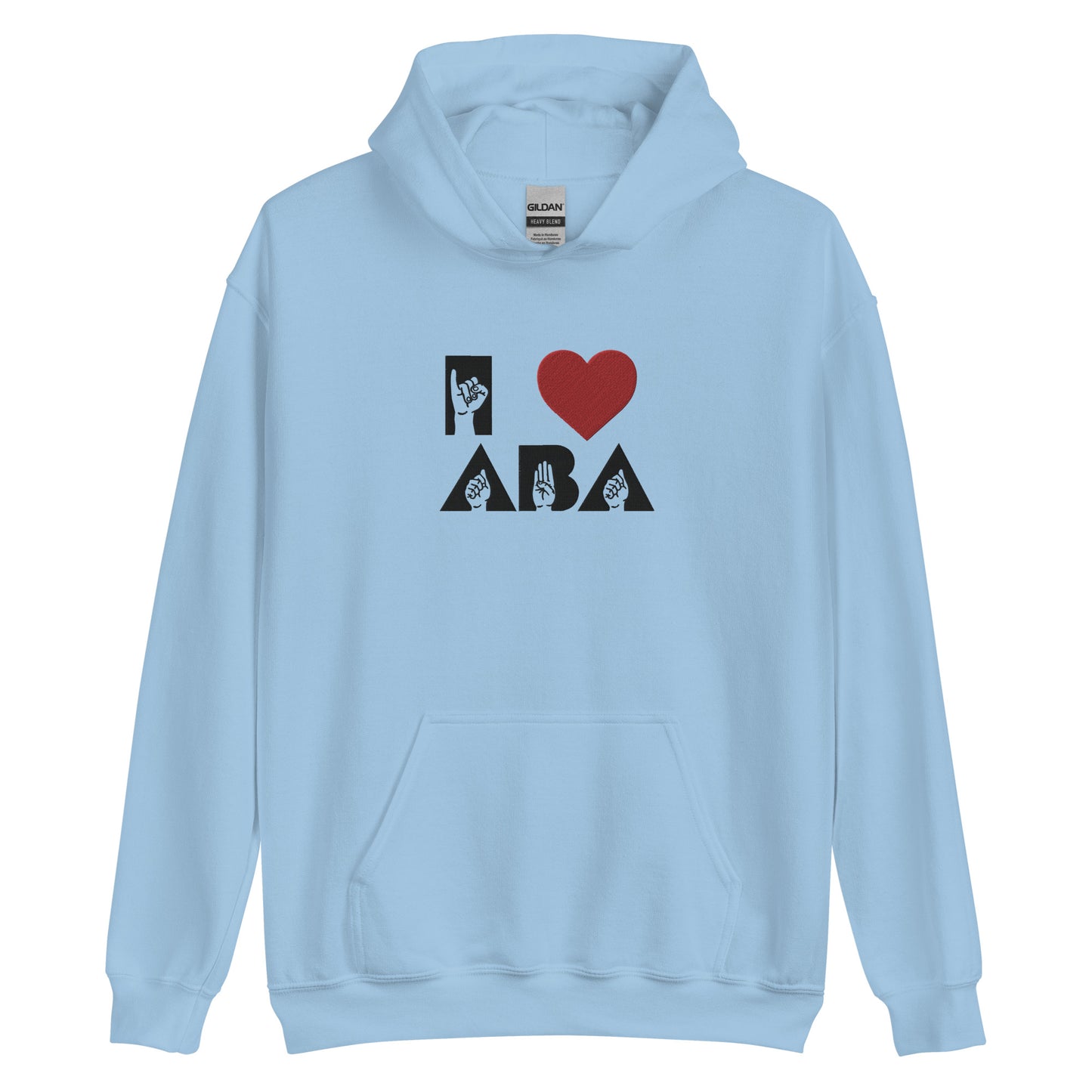 Embroidered I <3 ABA ASL Hoodie- Black Font