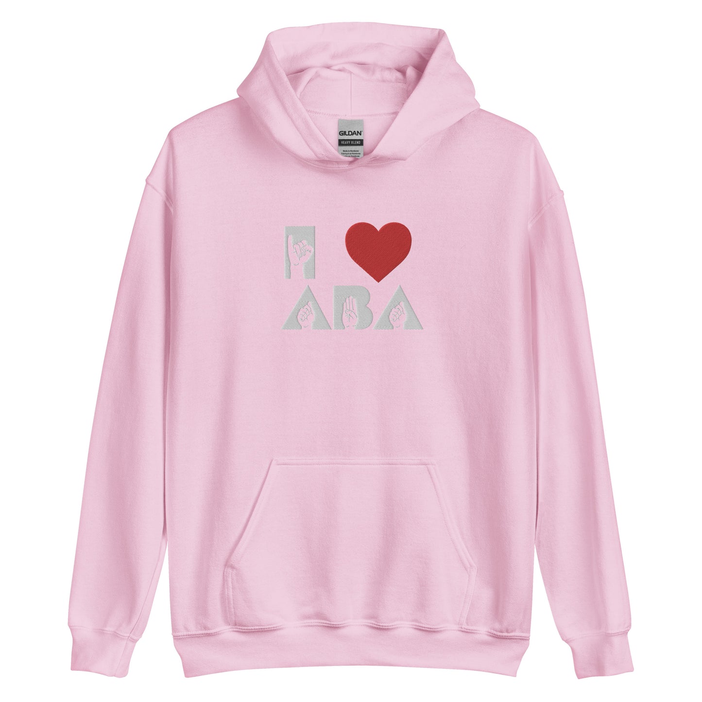 Embroidered I <3 ABA ASL Hoodie- White Font