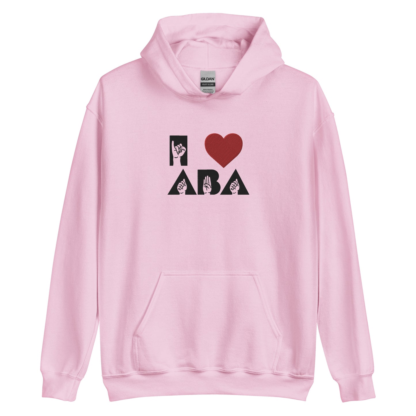 Embroidered I <3 ABA ASL Hoodie- Black Font