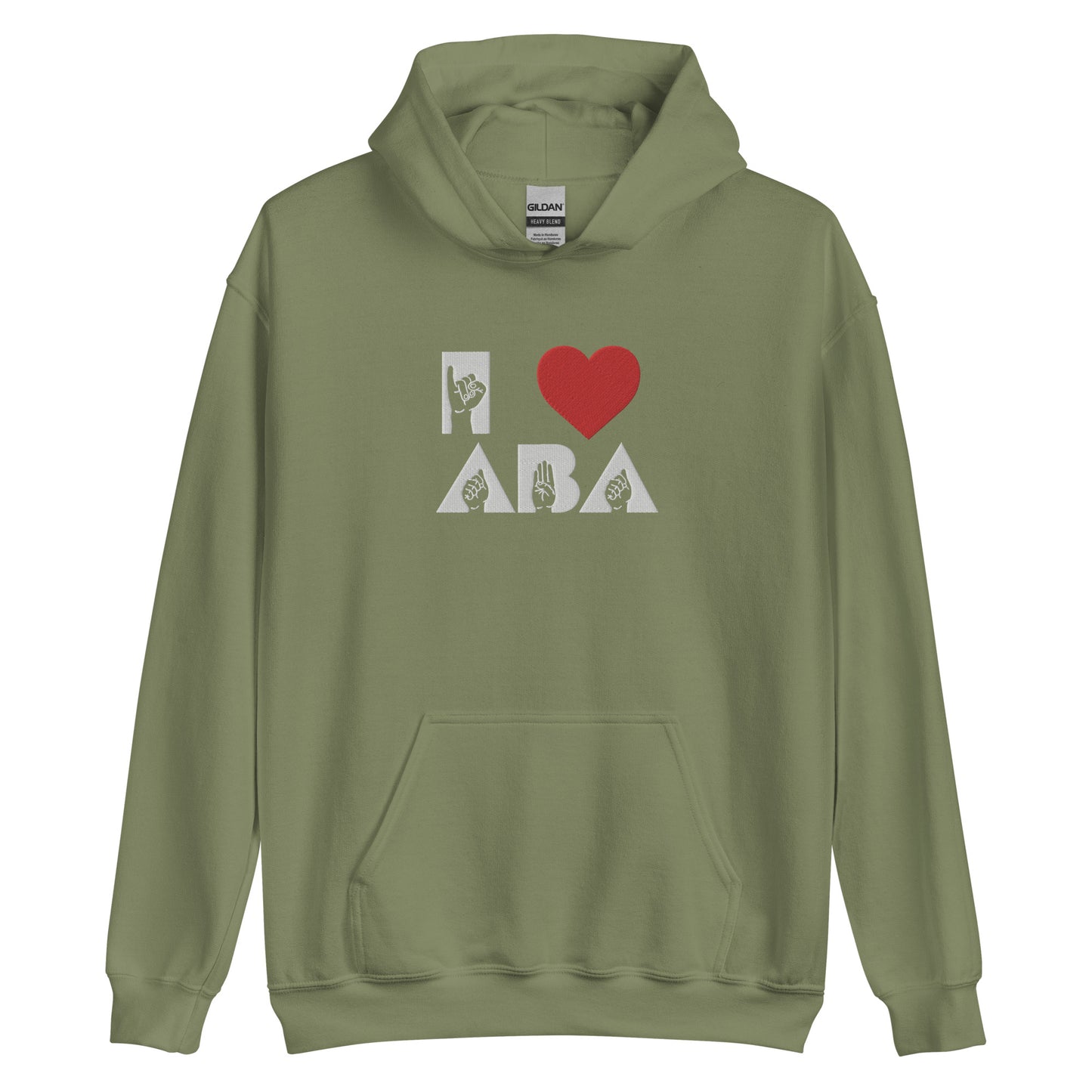 Embroidered I <3 ABA ASL Hoodie- White Font