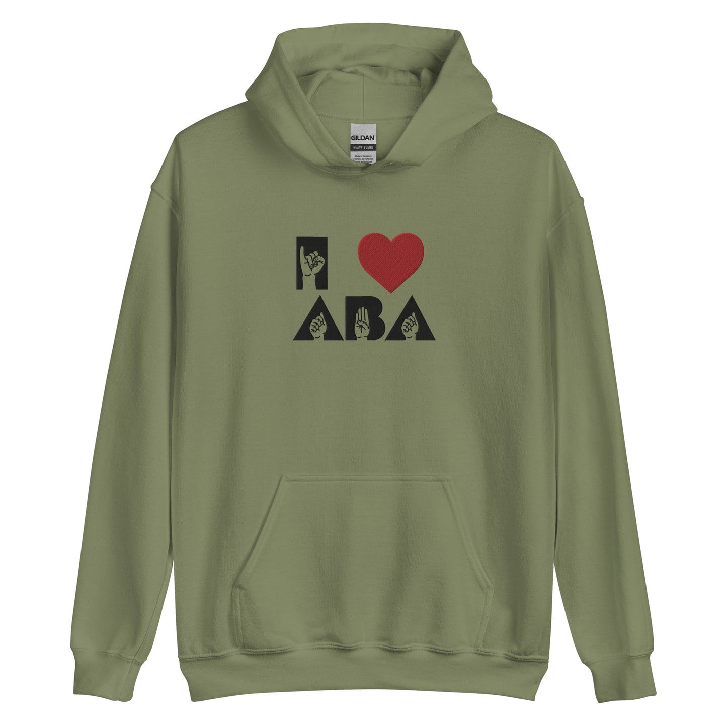 Embroidered I <3 ABA ASL Hoodie- Black Font