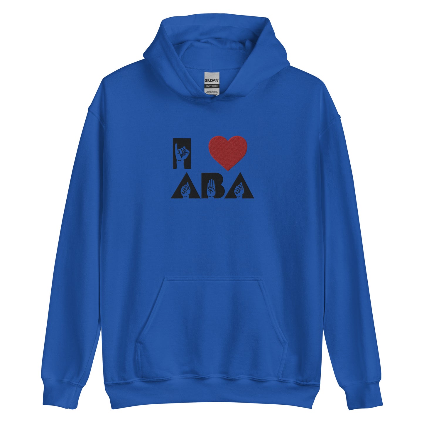 Embroidered I <3 ABA ASL Hoodie- Black Font