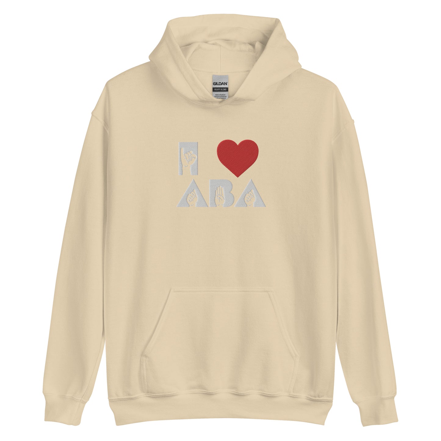 Embroidered I <3 ABA ASL Hoodie- White Font