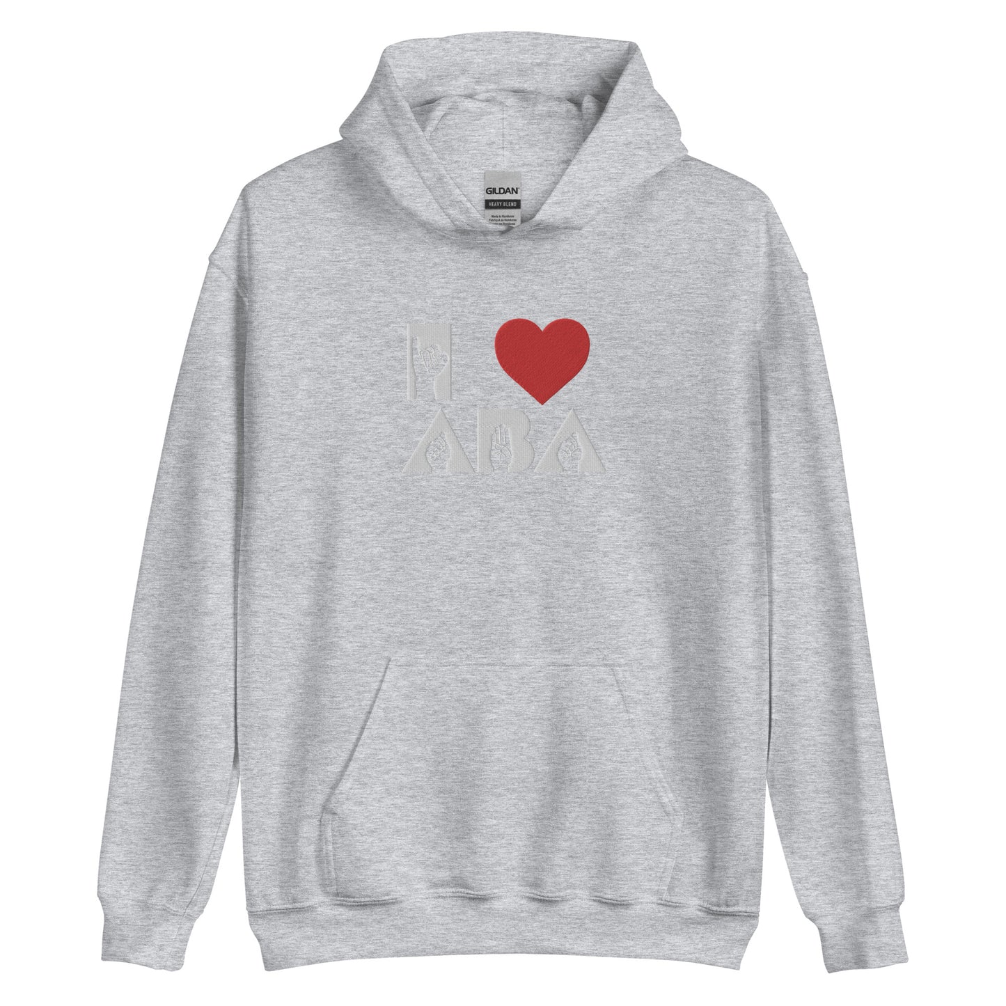 Embroidered I <3 ABA ASL Hoodie- White Font