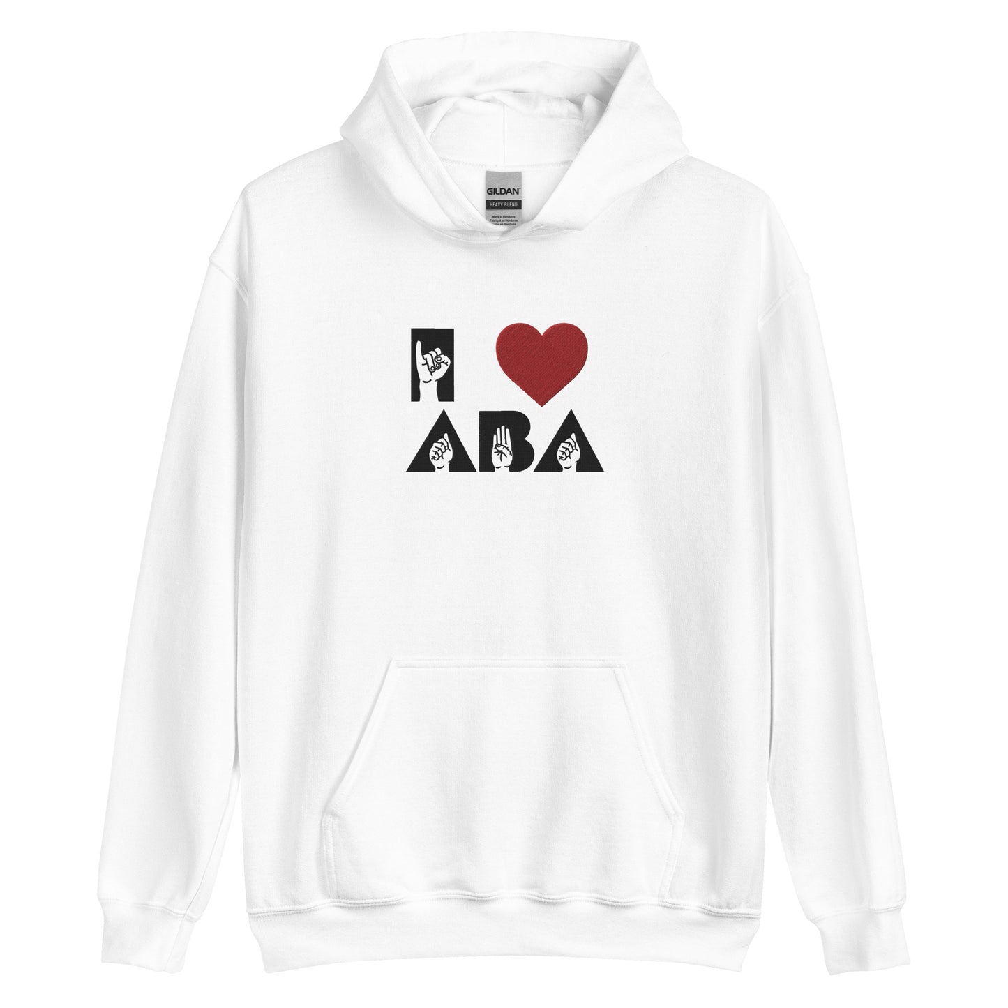 Embroidered I <3 ABA ASL Hoodie- Black Font